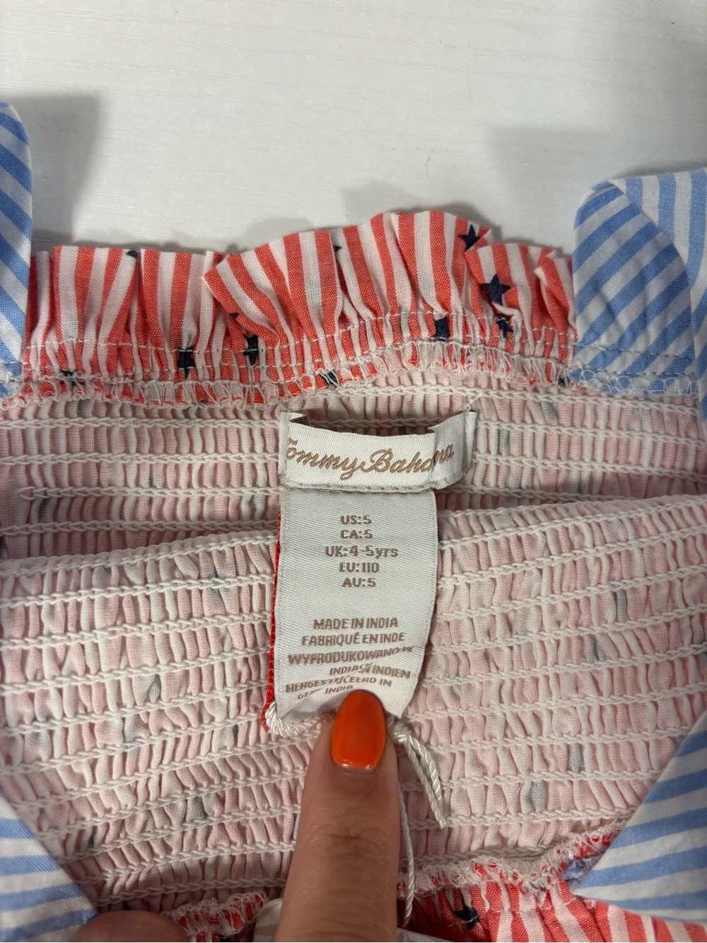 NWT Tommy Bahama Kids Girls 4/5 2 Piece Patriotic Smocked Top Shorts Set